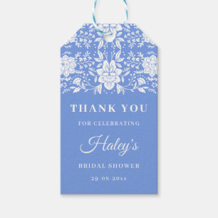 Chinoiserie Blaue Florale Hochzeitsfeier Geschenkanhänger