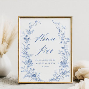 Chinoiserie Blaue Hochzeitsdusche Blumenbar Poster