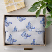 Chinoiserie Blaue Schmetterlinge Gewebe Papier (Geschenk)