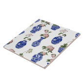 Chinoiserie blaue Vasen und Blumen Fliese (Seite)