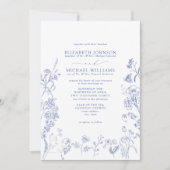 Chinoiserie Blaue Viktorianische Blumendetails Hoc Einladung (Vorderseite)