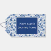 Chinoiserie Blaue Vögel und Blume Brautparty Geschenkanhänger (Rückseite Horizontal)