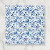 Chinoiserie Blaue Vögel und Blume Brautparty Geschenkanhänger (Rückseite)