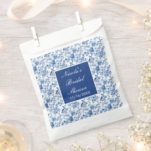 Chinoiserie Blaue Vögel und Blume Brautparty Geschenktütchen (Ausgeschnitten)