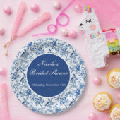 Chinoiserie Blaue Vögel und Blume Brautparty Pappteller (Party)