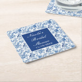 Chinoiserie Blaue Vögel und Blume Brautparty Rechteckiger Pappuntersetzer (angewinkelt)