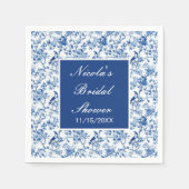 Chinoiserie Blaue Vögel und Blume Brautparty Serviette (Vorderseite)