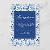 Chinoiserie Blaue Vögel und Blume Hochzeit Begleitkarte (Vorderseite)