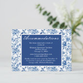 Chinoiserie Blaue Vögel und Blume Hochzeit Begleitkarte (Stehend Vorderseite)