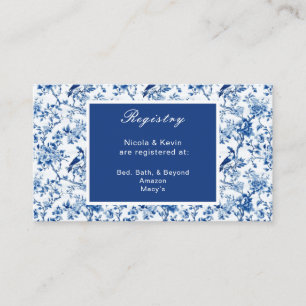 Chinoiserie Blaue Vögel und Blume Hochzeit Begleitkarte