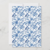 Chinoiserie Blaue Vögel und Blume Hochzeit Dankeskarte (Rückseite)