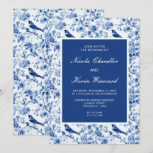 Chinoiserie Blaue Vögel und Blume Hochzeit