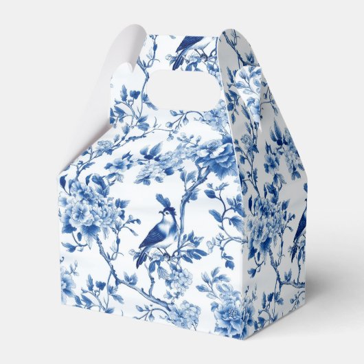 Chinoiserie Blaue Vögel und Blume Hochzeit Geschenkschachtel (Rückseite)