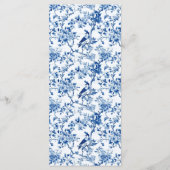 Chinoiserie Blaue Vögel und Blume Hochzeit Menükarte (Rückseite)