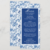 Chinoiserie Blaue Vögel und Blume Hochzeit Menükarte (Vorne/Hinten)