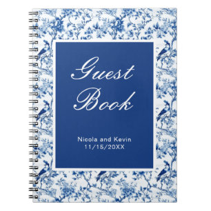 Chinoiserie Blaue Vögel und Blume Hochzeit Notizblock