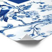 Chinoiserie Blaue Vögel und Blume Hochzeit Poster (Ecke)