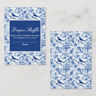 Chinoiserie Blaue Vögel und Blumen Baby Shower Begleitkarte