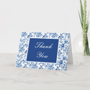 Chinoiserie Blaue Vögel und Blumen Brautparty Dankeskarte