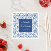 Chinoiserie Blaue Vögel und Blumen Hochzeit Serviette (Beispiel)
