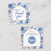 Chinoiserie blauen Blumen vielen Dank Packungsbeil Quadratische Visitenkarte (Vorne/Hinten)