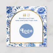 Chinoiserie blauen Blumen vielen Dank Packungsbeil Quadratische Visitenkarte (Rückseite)