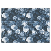 Chinoiserie Blauer Antik Redouté Rose Muster Tischdecke (Vorderseite (Horizontal))