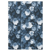 Chinoiserie Blauer Antik Redouté Rose Muster Tischdecke (Vorderseite)