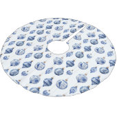 Chinoiserie-Blauer-Christbaumkugeln-Weihnachtsbaum Polyester Weihnachtsbaumdecke (Schrägansicht)