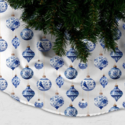 Chinoiserie-Blauer-Christbaumkugeln-Weihnachtsbaum Polyester Weihnachtsbaumdecke
