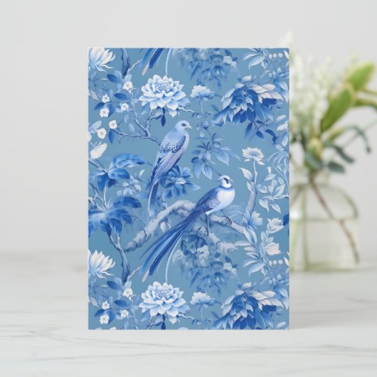 Chinoiserie Blauer Einladung (Stehend Vorderseite)