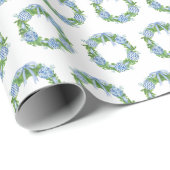 Chinoiserie Blauer Weihnachtsschmuck Wreath Geschenkpapier (Rolleneckpunkt)