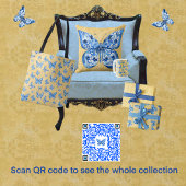 Chinoiserie Blauer weißer Schmetterling Faltenhose Mittelgroßer Tischläufer