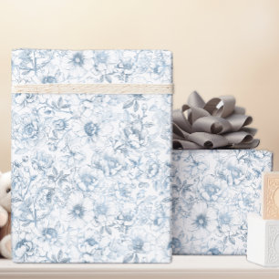 Chinoiserie Blaues Blumenmuster Geschenkpapier