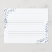 Chinoiserie Blaues Brautparty Rezept Karte (Rückseite)