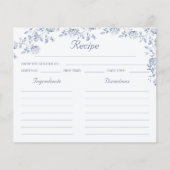 Chinoiserie Blaues Brautparty Rezept Karte (Vorderseite)