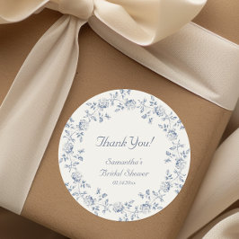 Chinoiserie Blaues Brautparty Runder Aufkleber