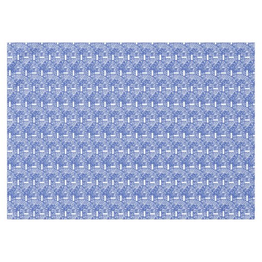 Chinoiserie Blaues Grenz-Muster Tischdecke (Vorderseite (Horizontal))