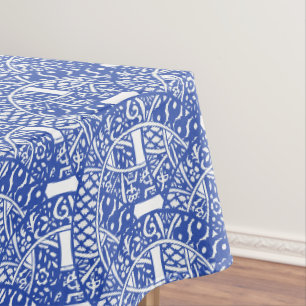 Chinoiserie Blaues Grenz-Muster Tischdecke