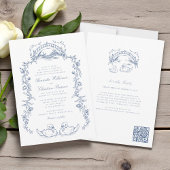 Chinoiserie blue all in one Wedding Invitation Einladung