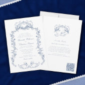 Chinoiserie blue all in one Wedding Invitation Einladung
