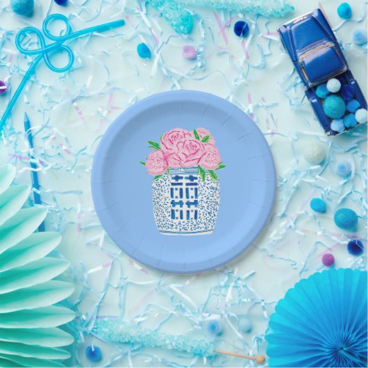 Chinoiserie Blue and White Peony Paper Teller (Party)
