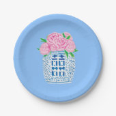 Chinoiserie Blue and White Peony Paper Teller (Vorderseite)