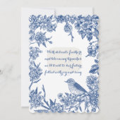 Chinoiserie Blue Bird Toile Vintages Brautparty Einladung (Rückseite)