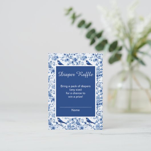 Chinoiserie Blue Birds and Blume Baby Shower Begleitkarte (Stehend Vorderseite)