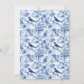 Chinoiserie Blue Birds and Blume Baby Shower Einladung (Rückseite)