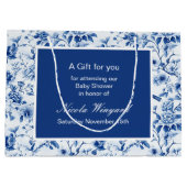 Chinoiserie Blue Birds and Blume Baby Shower Große Geschenktüte (Rückseite)