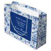 Chinoiserie Blue Birds and Blume Baby Shower Große Geschenktüte (Rückseite Schrägansicht)