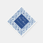 Chinoiserie Blue Birds and Flowers Baby Shower Serviette (Ecke)