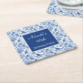 Chinoiserie Blue Birds and Flowers Birthday Rechteckiger Pappuntersetzer (angewinkelt)